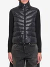 Moncler Padded Wool Cardigan In Black