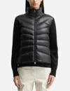 Moncler Wool Padded Oversized Cardigan With Ribbed Sleeves In Black