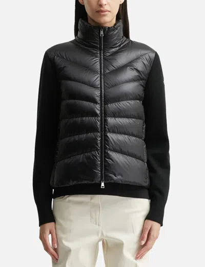 Moncler Padded Wool Cardigan In Black