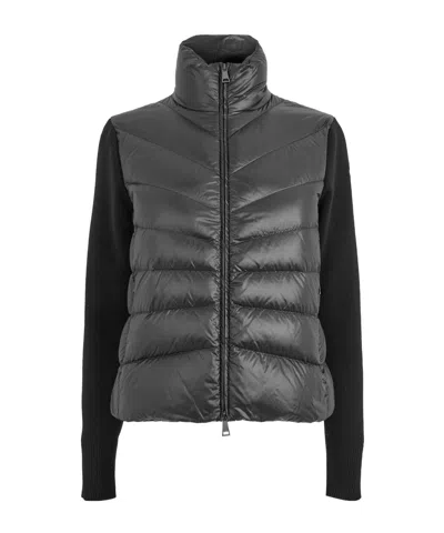 Moncler Padded Wool Cardigan In Black