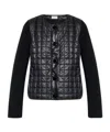 Moncler Logo Patch Quilted Knitted Cardigan In Black