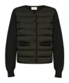 Moncler Wool Collarless Knit Sleeves Long Ribbed In Black