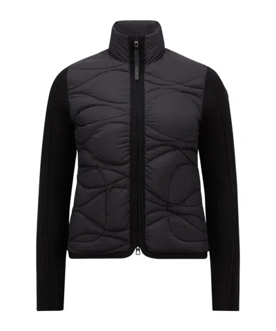 Moncler Padded Wool Cardigan In Black