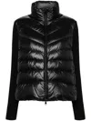 Moncler Puffer Wool Cardigan With High Collar In Black