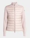 Moncler Down-paneled Virgin Wool Cardigan In Light Pink