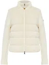 Moncler Quilted Combo Zip-front Cardigan In White