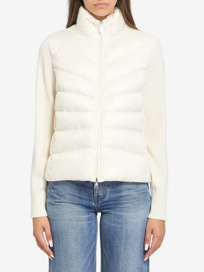 Moncler Wool Sleeve Insert Down Jacket In Neutral