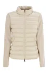 Moncler Padded Wool Cardigan With Zip In Neutral