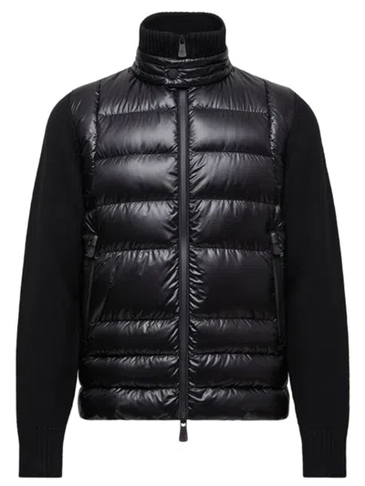 Moncler Grenoble Padded Wool Zip-up Cardigan Clothing In Black