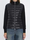 Moncler Women Padded Wool Cardigan With Zip In Black