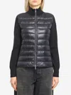 Moncler Women Padded Wool Cardigan With Zip In Black