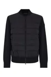 Moncler Men Padded Wool Cardigan With Zip In Black