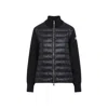 Moncler Padded Wool Cardigan With Zip In Black