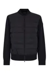 Moncler Men Padded Wool Cardigan With Zip In Black