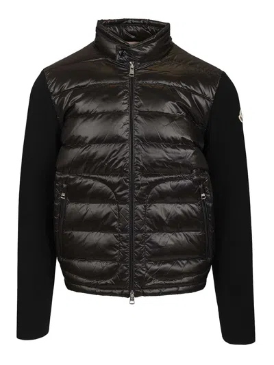 Moncler Padded Wool Cardigan With Zip Coats Black