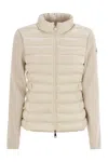 Moncler Padded Wool Cardigan With Zip In Light Beige