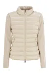 Moncler Padded Wool Cardigan With Zip In Light Beige