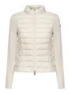 Moncler Padded Wool Cardigan With Zip In Sand