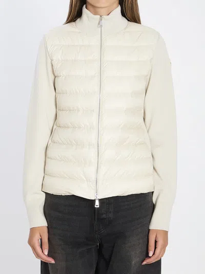 Moncler Padded Wool Cardigan With Zip In Multi