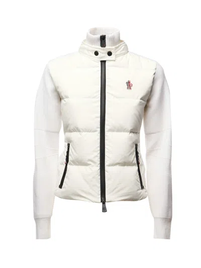 Moncler Padded Wool Cardigan With Zipper In White