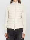 Moncler Quilted Tech Fabric Cardigan Pockets In Neutral