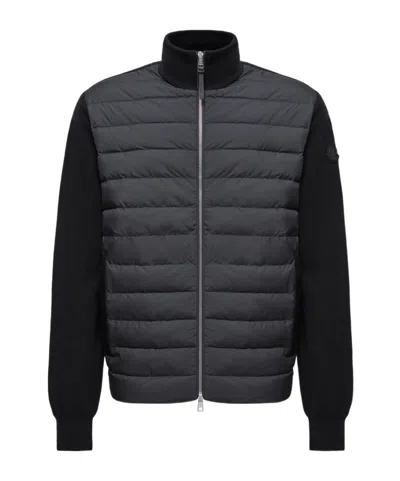 Moncler Padded Wool  Cashmere Zip-up Cardigan In Black