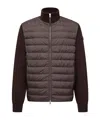 Moncler Quilted Knitted Cardigan In Brown