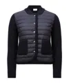 Moncler Knitwear Cardigan With Quilted Front Panel In Navy Blue