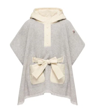 Moncler Padded Wool Hooded Cape In Gray