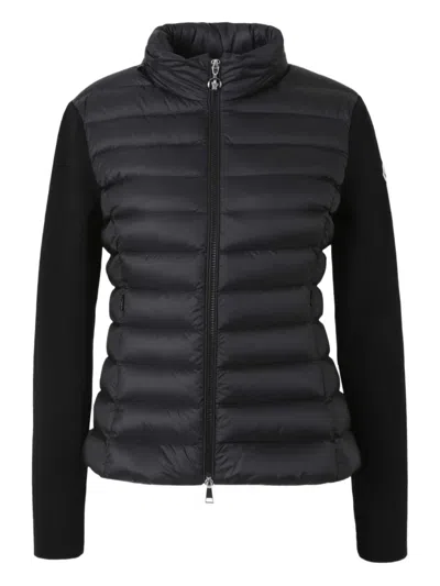 Moncler Two-material Cardigan In Black