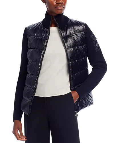 Moncler Padded Wool Coat In Black
