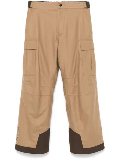 Moncler Padded Wool Ski Trousers In Brown