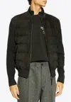 Moncler Padded Wool Zip-up Cardigan In Black