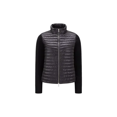 MONCLER PADDED WOOL ZIP-UP CARDIGAN, WOMEN, BLACK, SIZE: XS