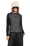 Moncler Women Padded Wool Cardigan With Zip In Black