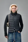 Moncler Padded Wool Zip-up Cardigan In Black