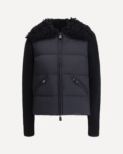 Moncler Padded Wool Zip-up Cardigan In Black