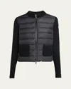 Moncler Padded Wool Zip-up Cardigan In Black
