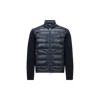 Moncler Cardigan Zippé Matelassé En Laine In Blue