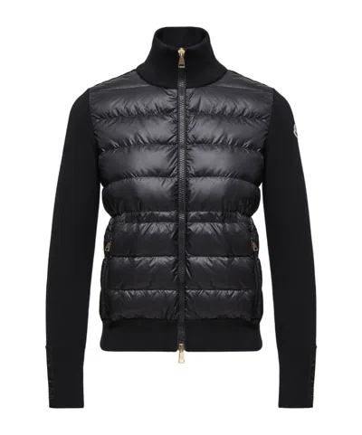 Moncler Padded Wool Zip-up Cardigan In Blue