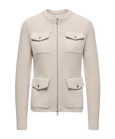 MONCLER PADDED WOOL ZIP-UP CARDIGAN