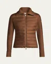 Moncler Padded Wool Zip-up Cardigan In Brown