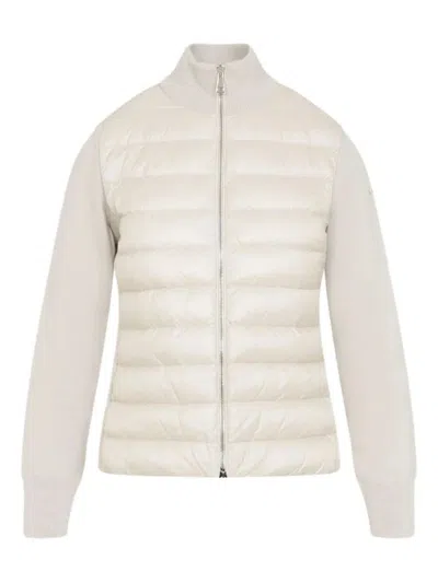 Moncler Padded Wool Zip-up Cardigan Clothing In White