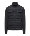 Moncler Quilted High Collar Cardigan Featuring Pockets In Gray
