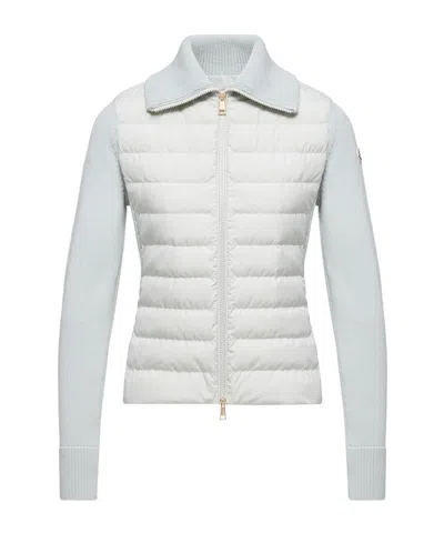Moncler Padded Wool Zip-up Cardigan In Gray