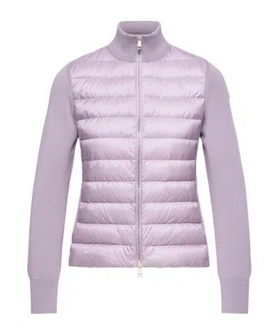 Moncler Padded Wool Zip-up Cardigan In Purple