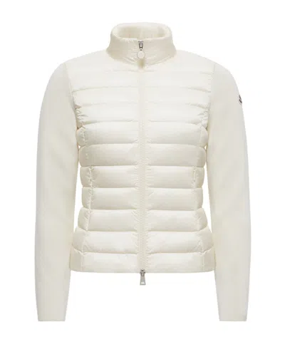 Moncler Padded Wool Zip-up Cardigan In White