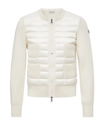 Moncler Padded Wool Zip-up Cardigan In White