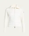 Moncler Padded Wool Zip-up Cardigan In White