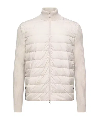 Moncler Padded Wool Zip-up Cardigan In White